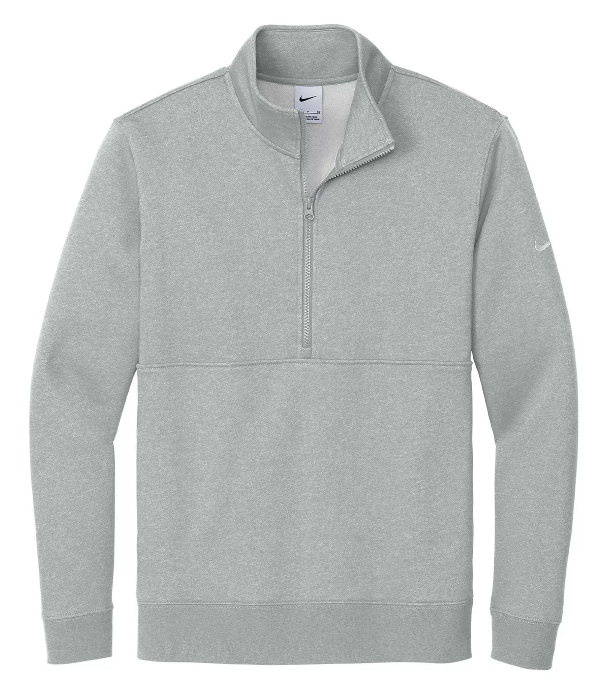 Nike Club Fleece Sleeve Swoosh 1/2 Zip - Dark Grey Heather, flat front view