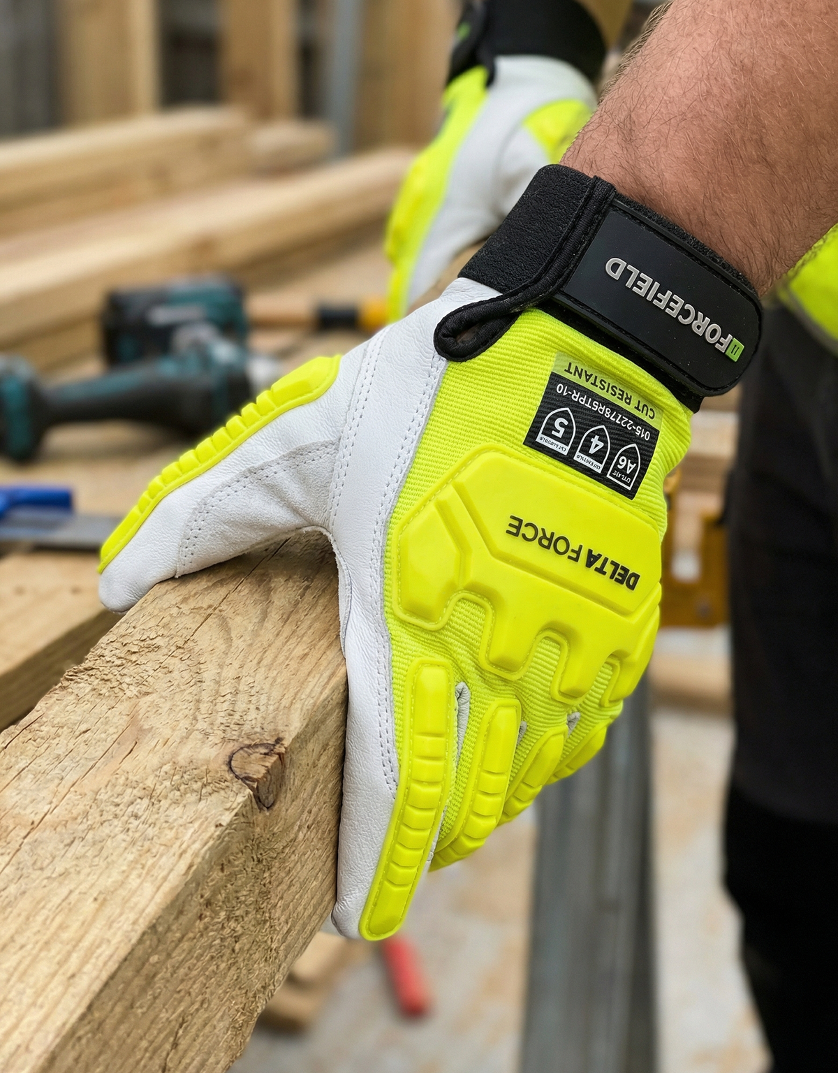 Deltaforce Goatskin Cut A6 Impact Gloves - worn