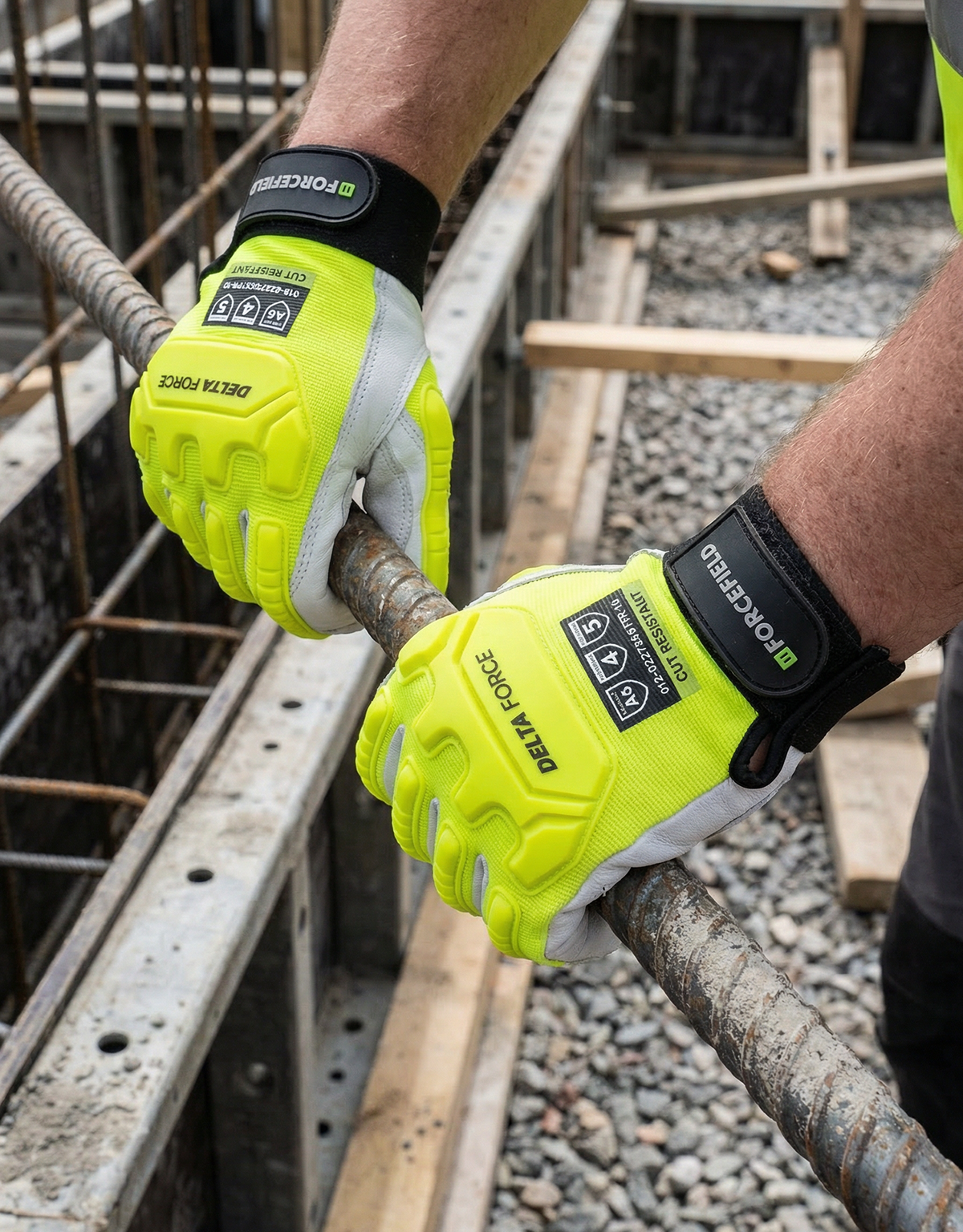Deltaforce Goatskin Cut A6 Impact Gloves - worn