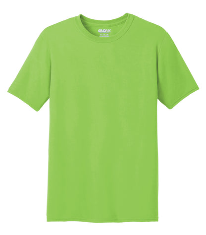 Gildan Performance T-Shirt in Lime, front view – custom logo t-shirts in bulk