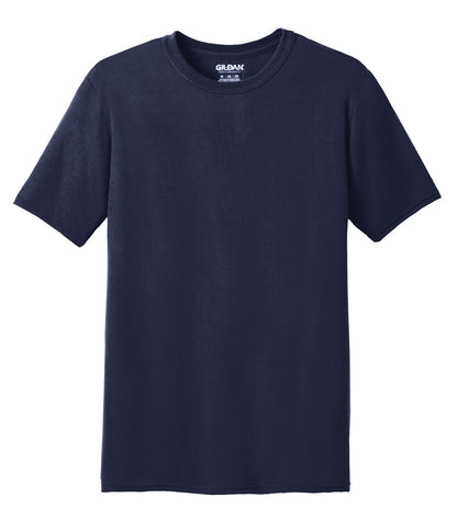 Gildan Performance T-Shirt in Navy, front view – custom logo t-shirts in bulk