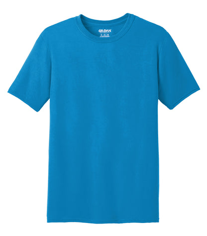 Gildan Performance T-Shirt in Sapphire, front view – custom logo t-shirts in bulk