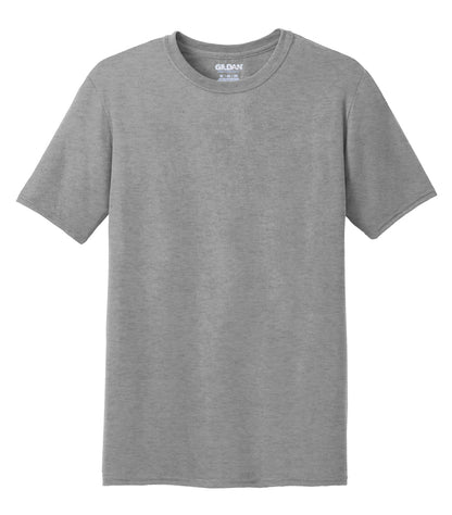 Gildan Performance T-Shirt in Sport Grey, front view – custom logo t-shirts in bulk