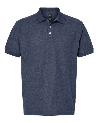 M&O 7006 Fine Jersey Soft Touch Polo - Heather Navy