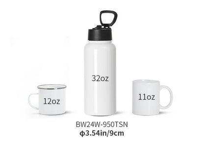 Pearl Coating 32oz Stainless Steel White Water Bottle