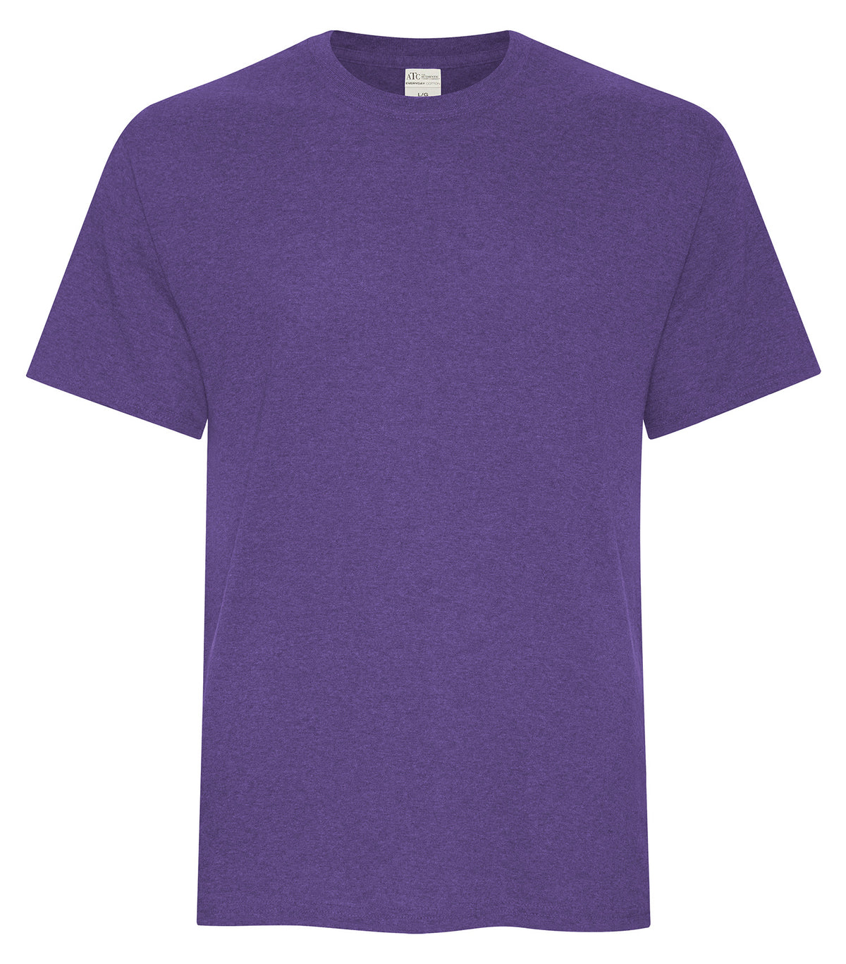 ATC Everyday Cotton Tee in Purple, front view – custom logo t-shirts in bulk