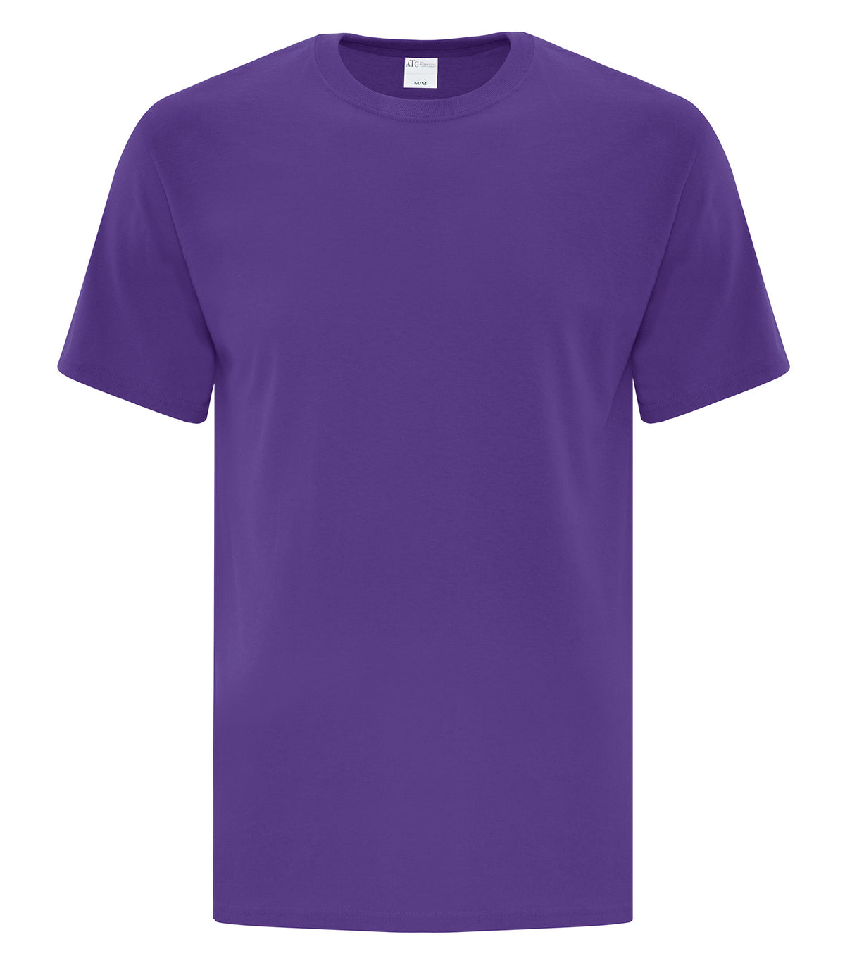 ATC Everyday Cotton Tee in Purple, front view – custom logo t-shirts in bulk