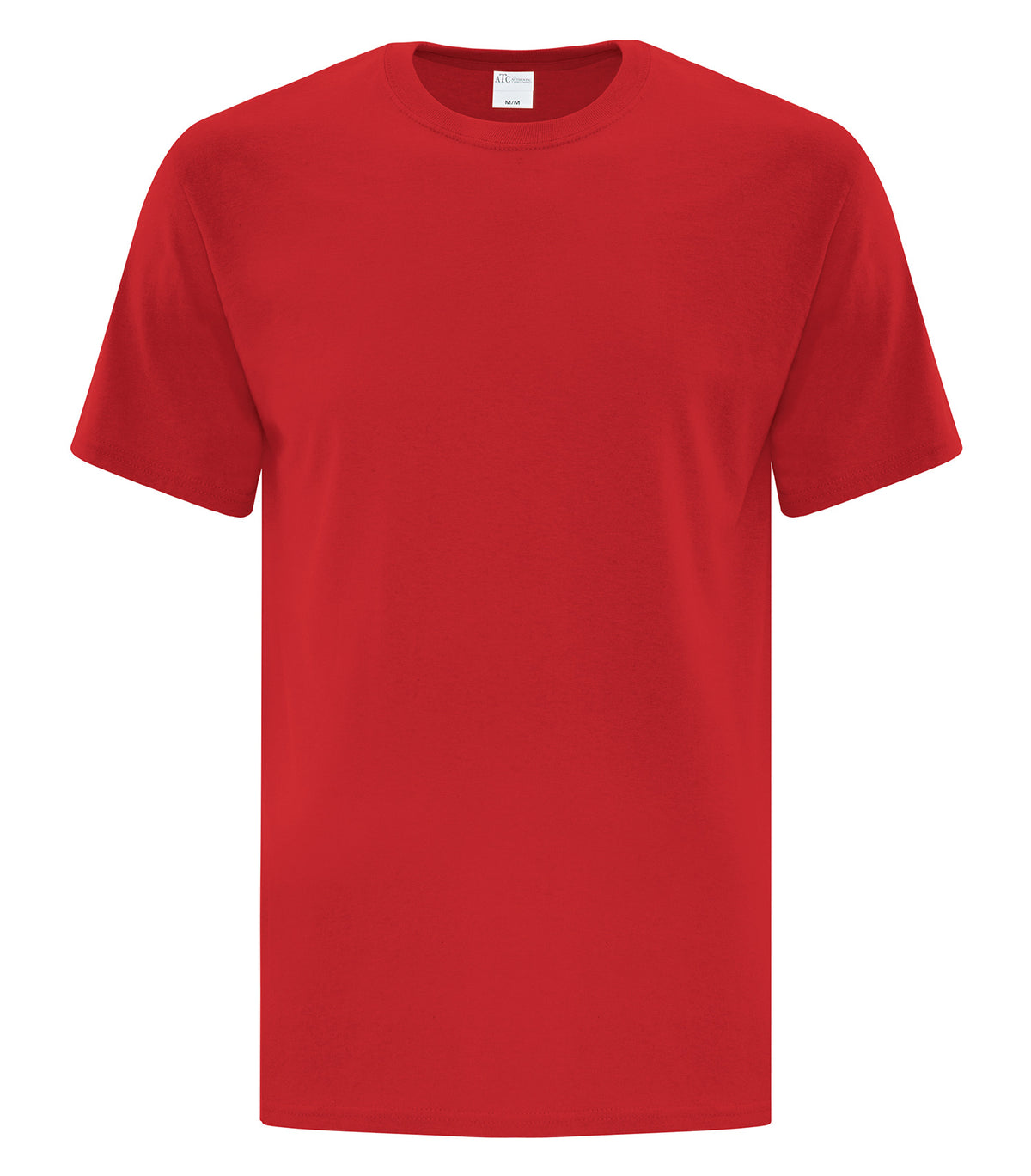 ATC Everyday Cotton Tee in Red, front view – custom logo t-shirts in bulk