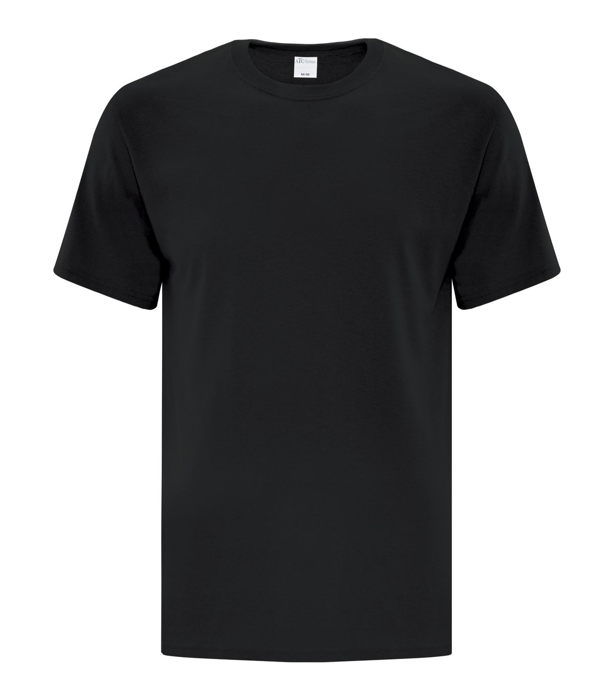 ATC Everyday Cotton Tee in Black, front view – custom logo t-shirts in bulk