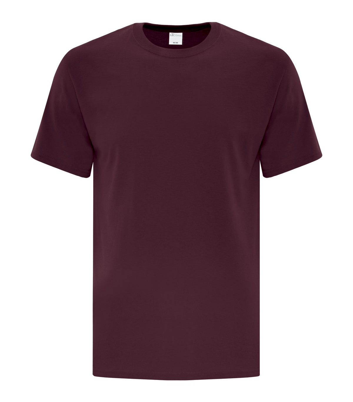 ATC Everyday Cotton Tee in Maroon, front view – custom logo t-shirts in bulk