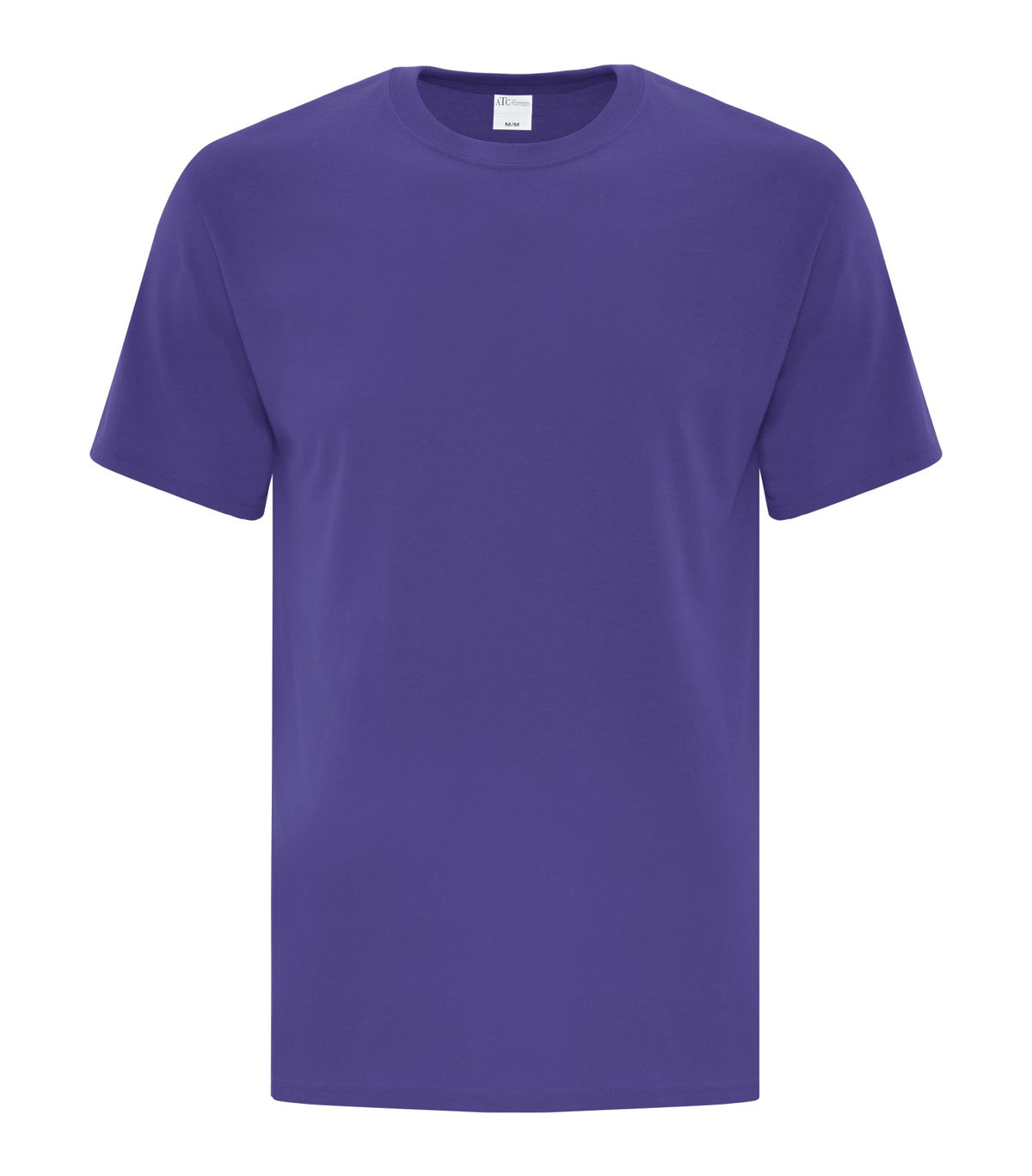 ATC Everyday Cotton Tee in Purple, front view – custom logo t-shirts in bulk