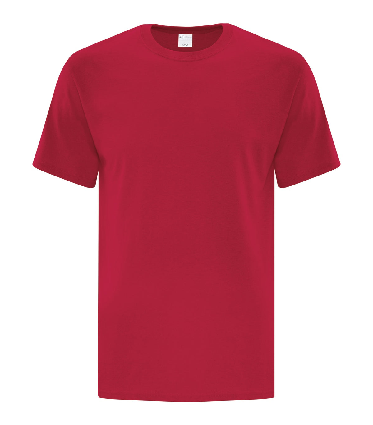 ATC Everyday Cotton Tee in Red, front view – custom logo t-shirts in bulk