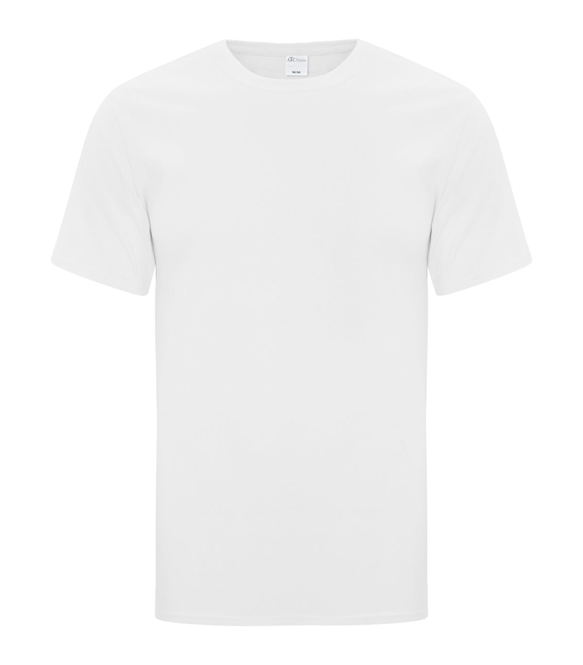 ATC Everyday Cotton Tee in White, front view – custom logo t-shirts in bulk