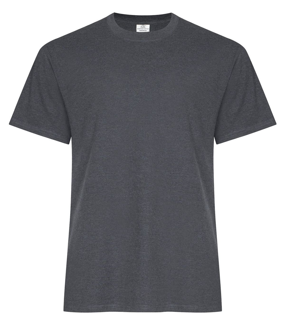 ATC Everyday Ring Spun Cotton Tee in Dark Heather Grey, front view – custom logo t-shirts in bulk