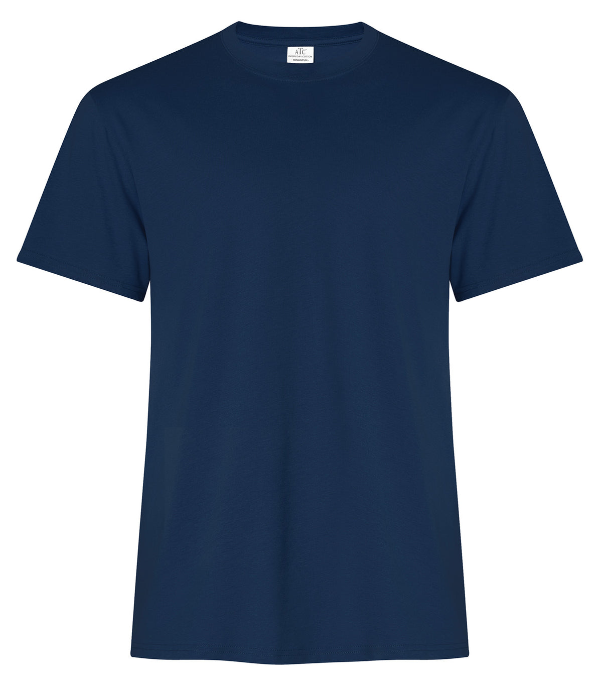 ATC Everyday Ring Spun Cotton Tee in Navy, front view – custom logo t-shirts in bulk