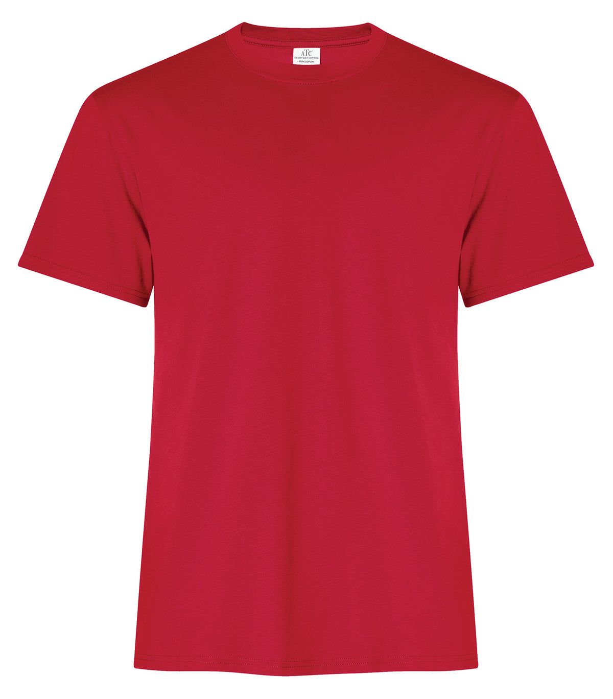 ATC Everyday Ring Spun Cotton Tee in Red, front view – custom logo t-shirts in bulk