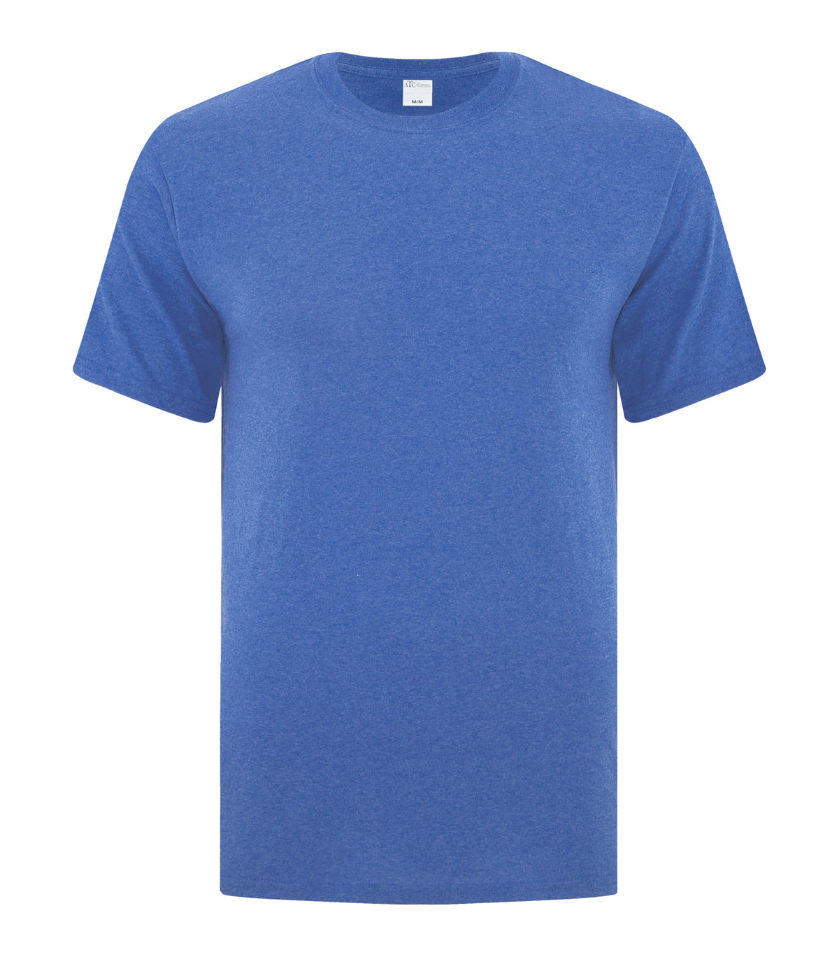 ATC Everyday Side Seam Tee in Heather Royal, front view – custom logo t-shirts in bulk