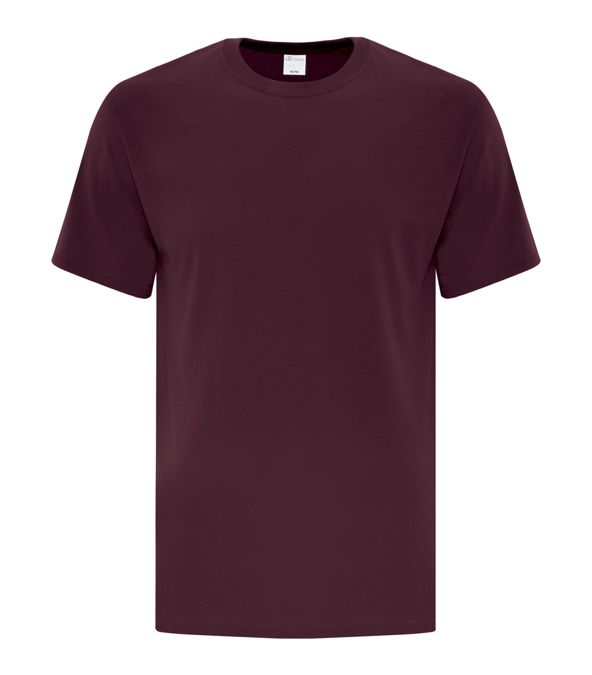 ATC Everyday Side Seam Tee in Maroon, front view – custom logo t-shirts in bulk