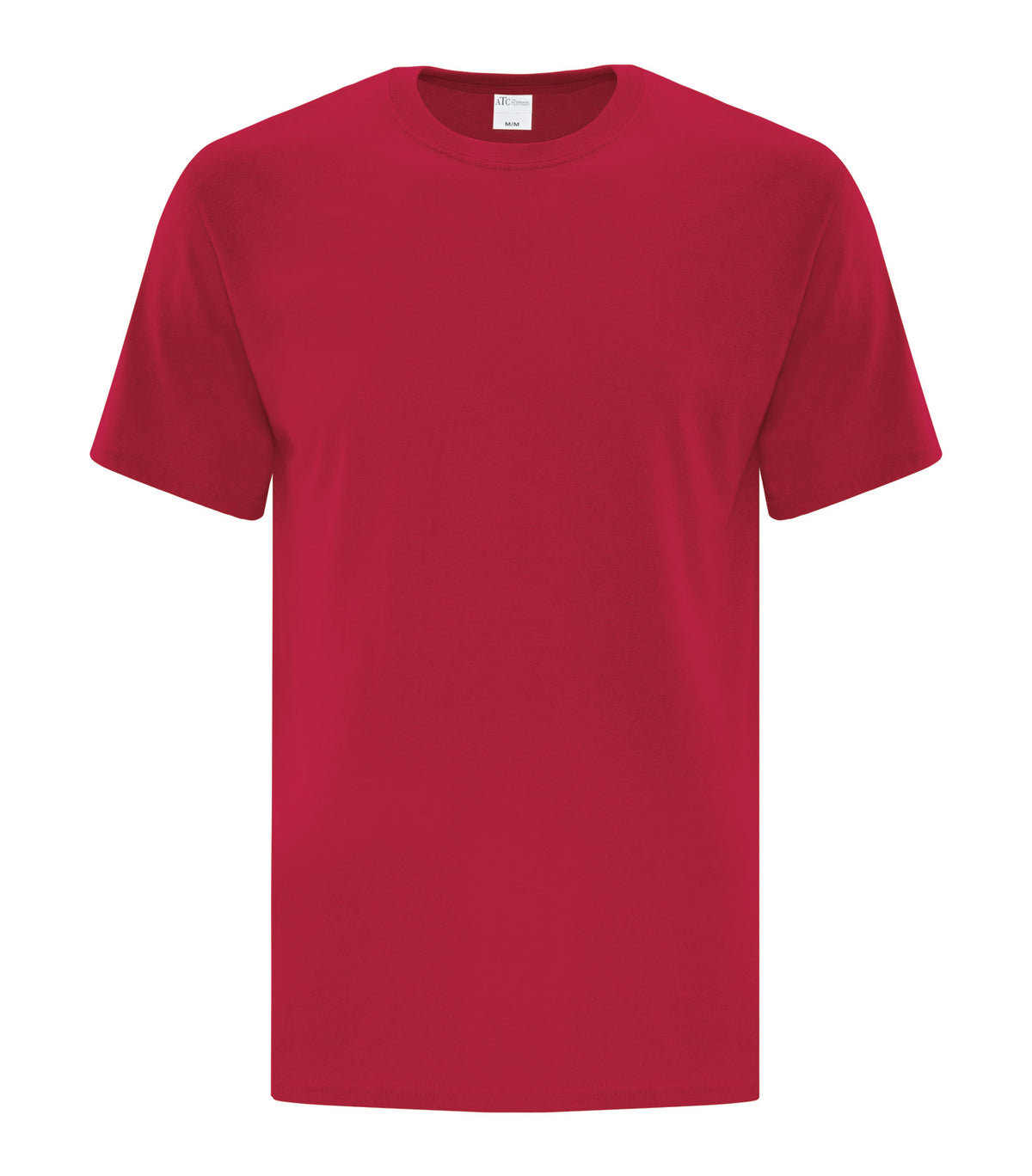 ATC Everyday Side Seam Tee in Red, front view – custom logo t-shirts in bulk