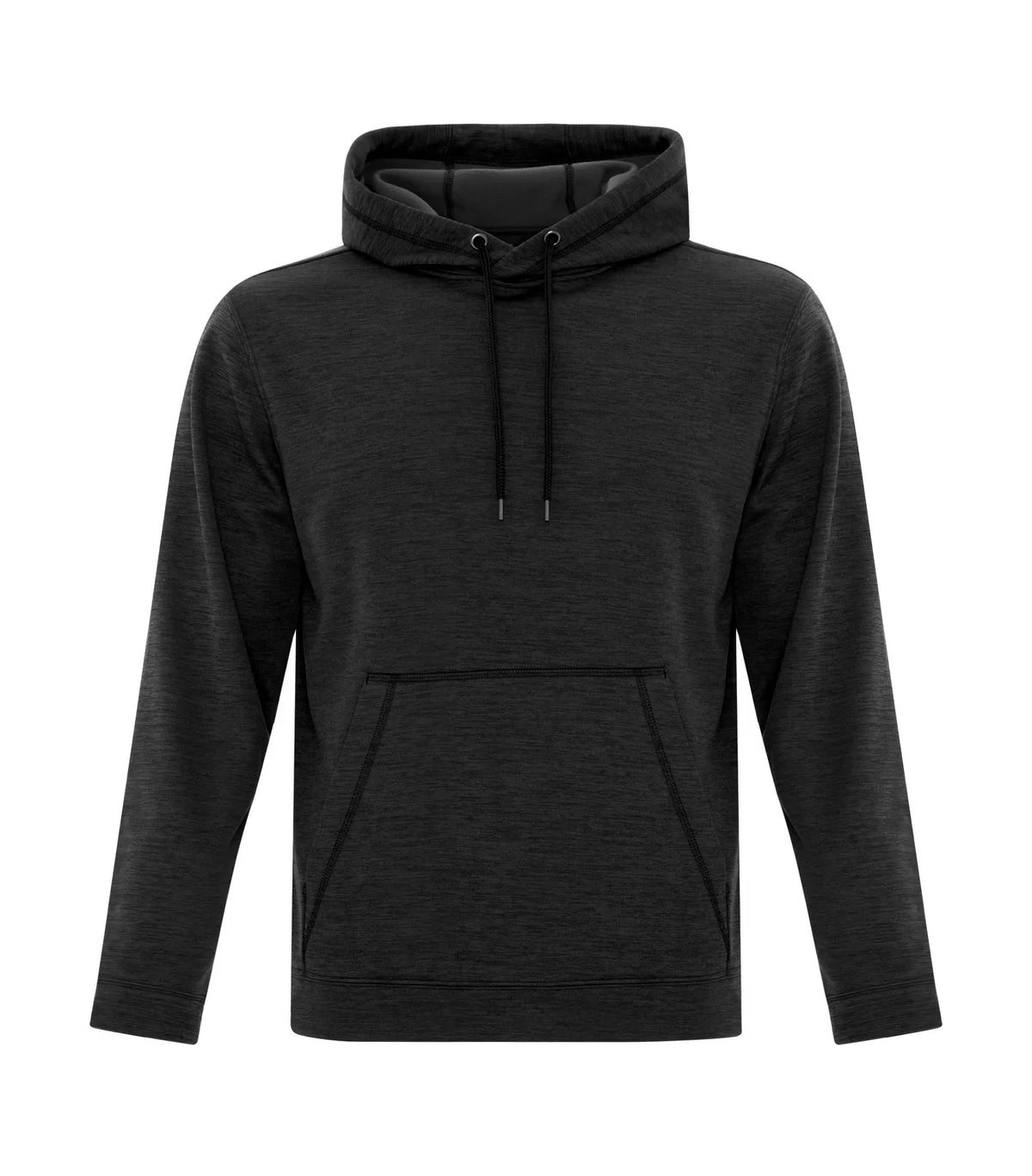 ATC Dynamic Heather Fleece Hoodie in Black Dynamic, flat front view