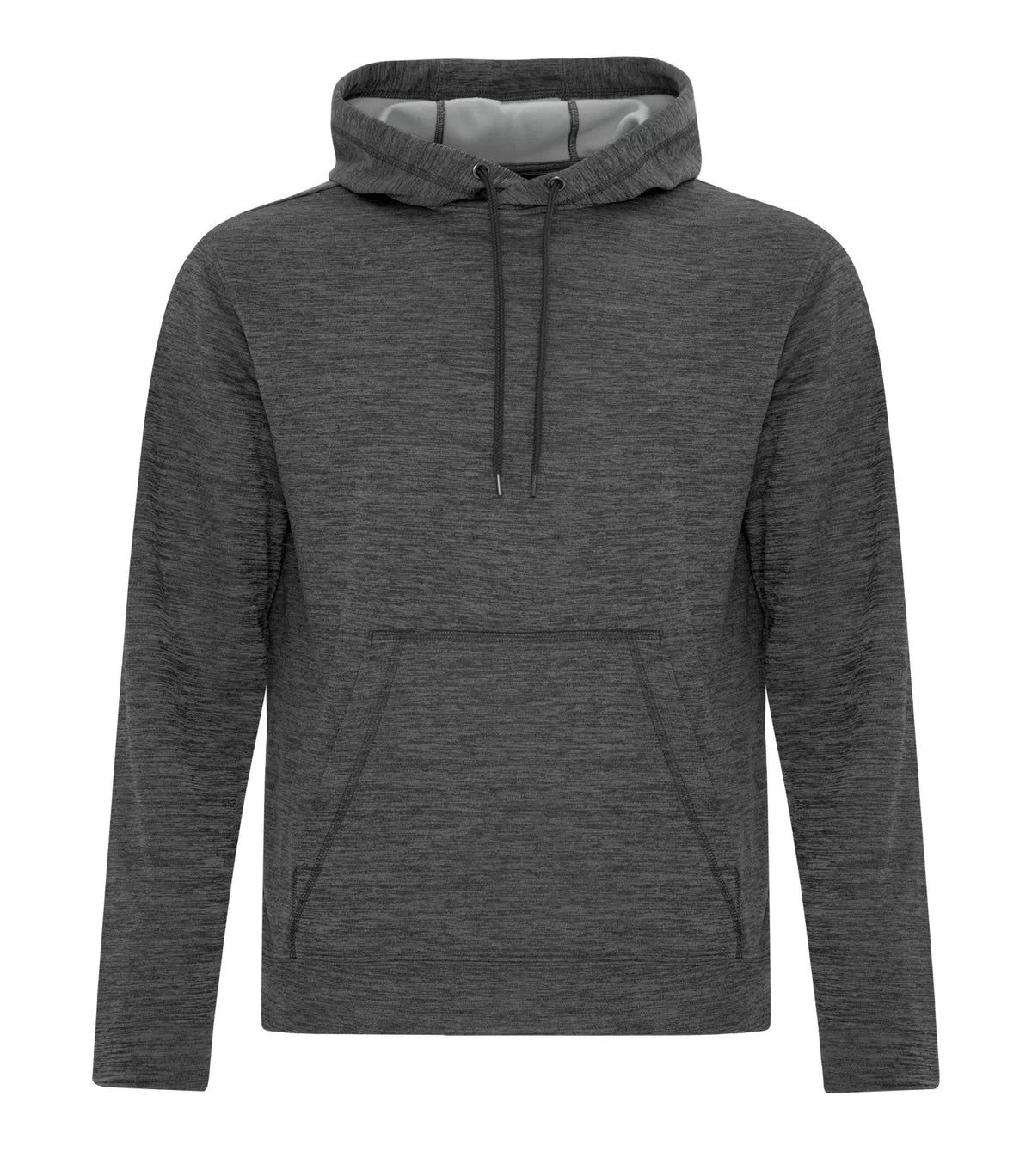 ATC Dynamic Heather Fleece Hoodie in Charcoal Dynamic, flat front view