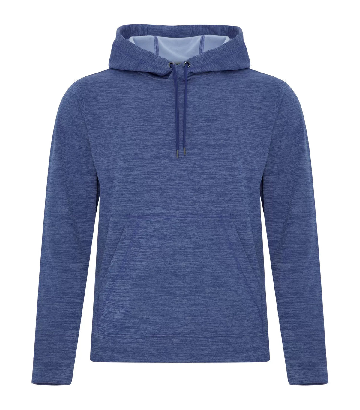 ATC Dynamic Heather Fleece Hoodie in True Royal Dynamic, flat front view