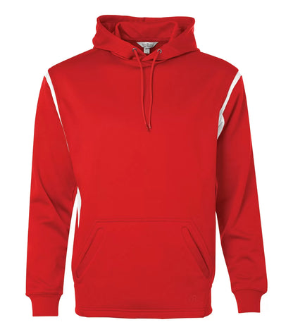 ATC PTECH Fleece VarCity Hoodie in True Red/White (Disco), flat front view