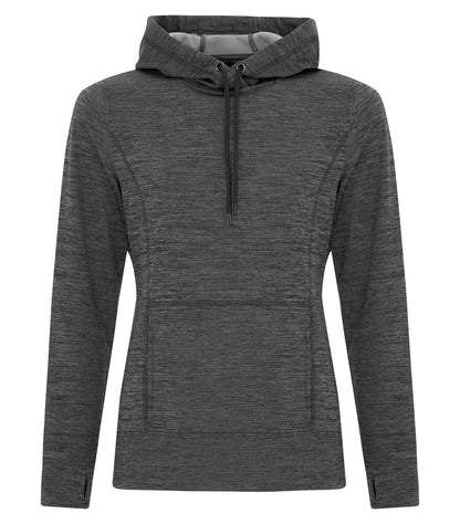 ATC Dynamic Heather Fleece Ladies' Hoodie, flat front, Charcoal Dynamic