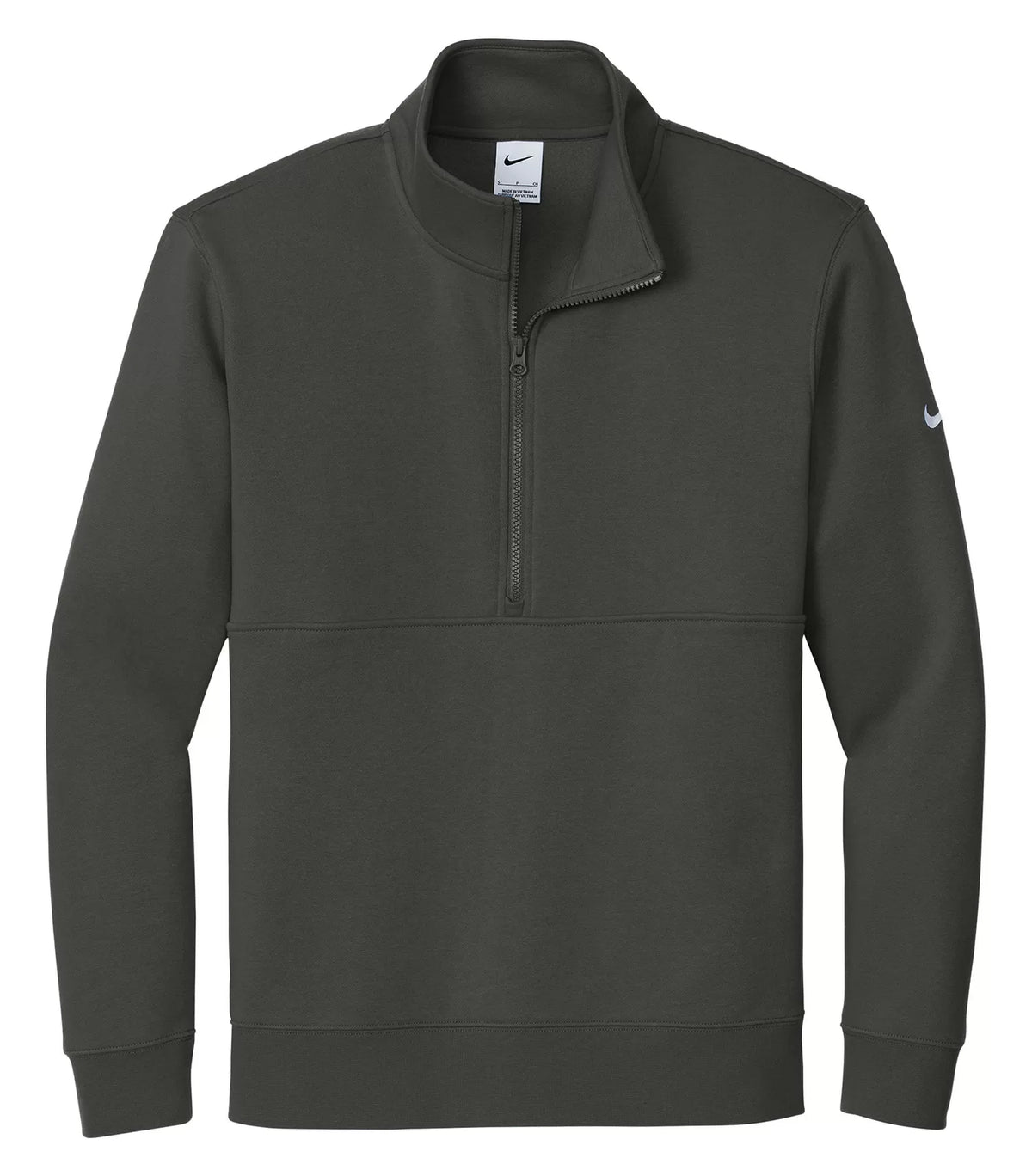 Nike Club Fleece Sleeve Swoosh 1/2 Zip - Anthracite, flat front view