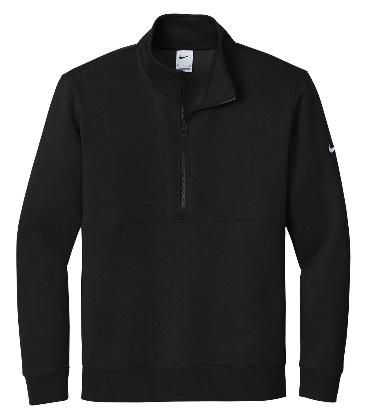 Nike Club Fleece Sleeve Swoosh 1/2 Zip - Black, flat front view