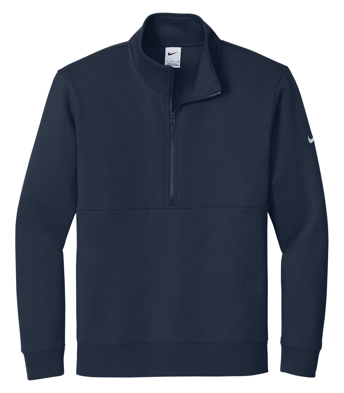 Nike Club Fleece Sleeve Swoosh 1/2 Zip - Midnight Navy, flat front view