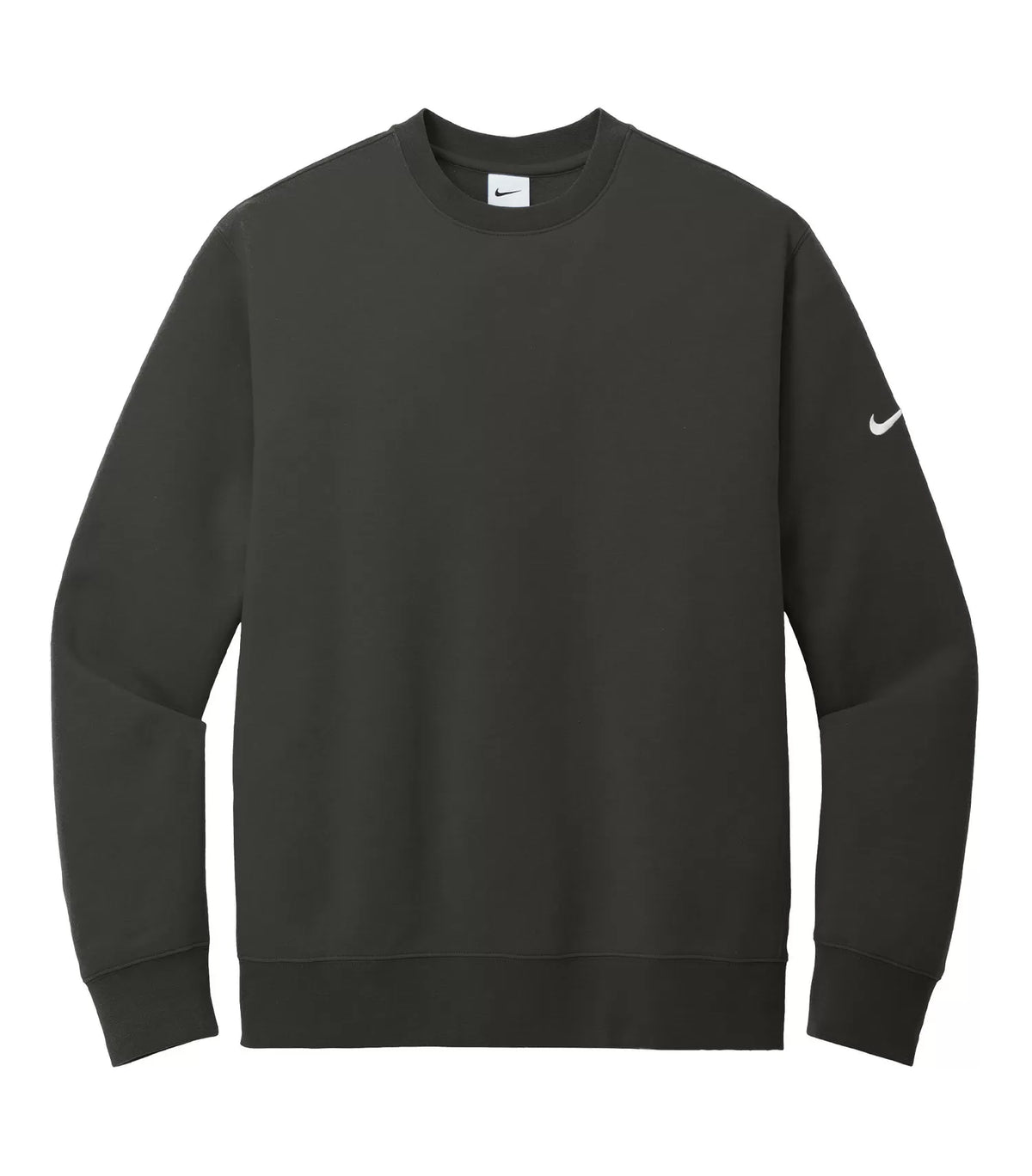 Nike Club Fleece Sleeve Swoosh Crew - Anthracite, front flat lay