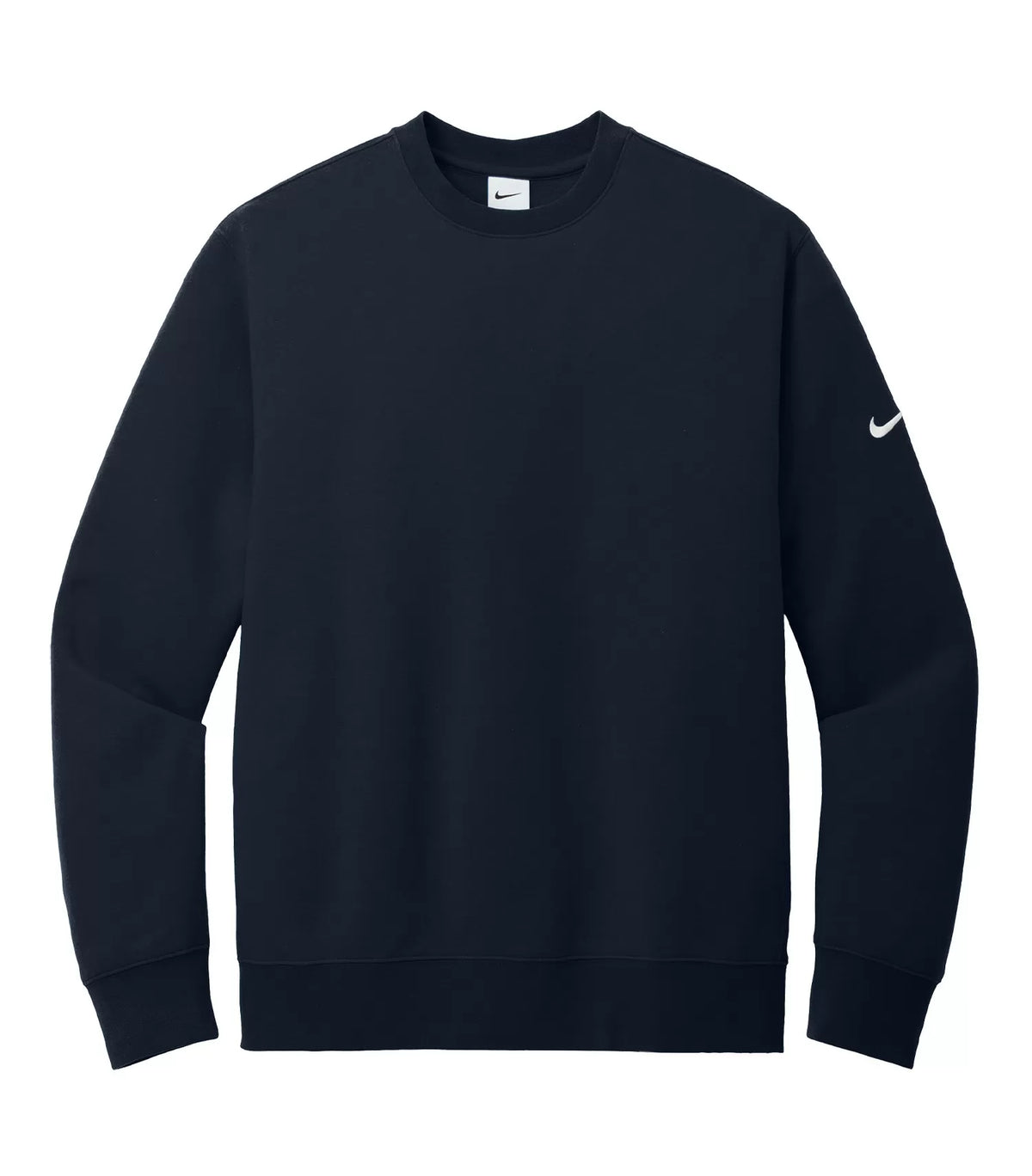 Nike Club Fleece Sleeve Swoosh Crew - Midnight Navy, front flat lay