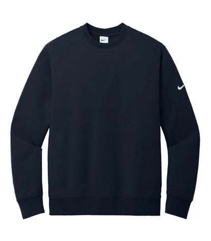 Nike Club Fleece Sleeve Swoosh Crew - Midnight Navy, front flat lay