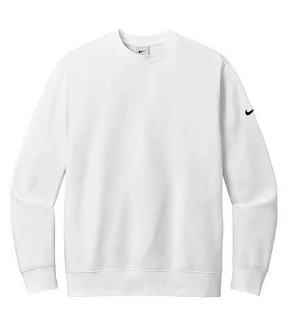 Nike Club Fleece Sleeve Swoosh Crew - White, front flat lay