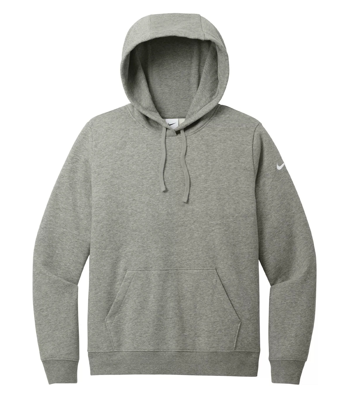 Nike Club Fleece Sleeve Swoosh Ladies' Hoodie, Dark Grey Heather, flat front