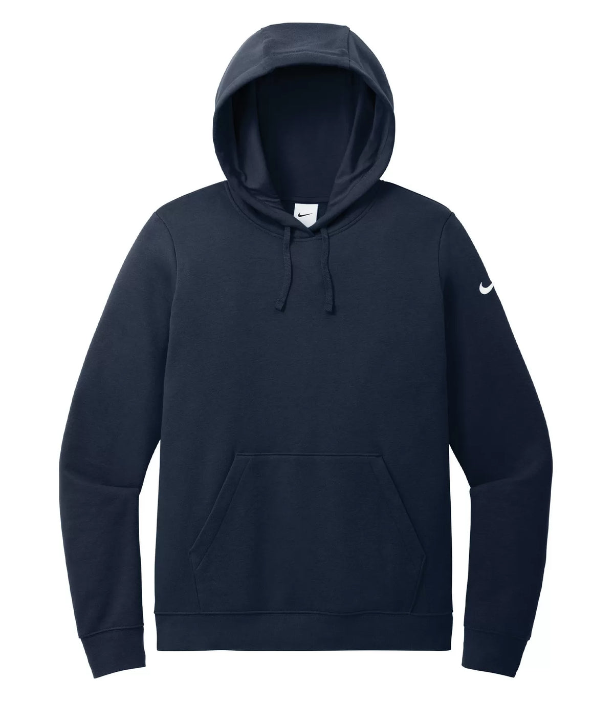 Nike Club Fleece Sleeve Swoosh Ladies' Hoodie, Midnight Navy, flat front