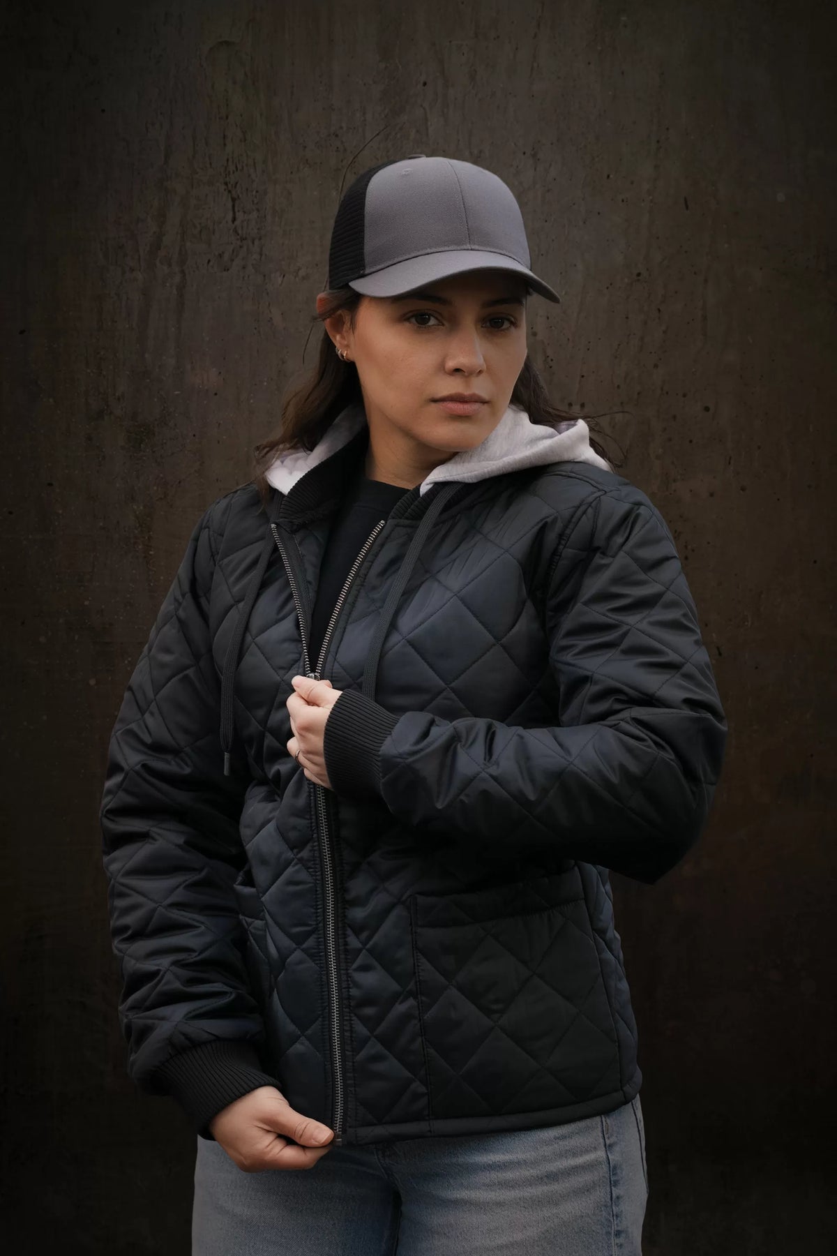 ATC WeRK7611L Ladies Quilted Freezer Jacket - on-model, Black